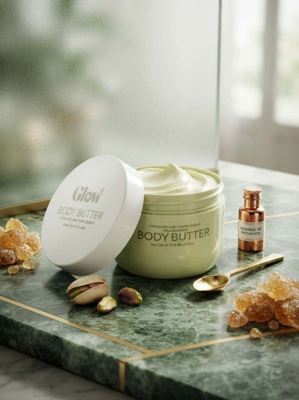 Glow Body Butter Pistachio and Warm Sugar Fragranced 250ml